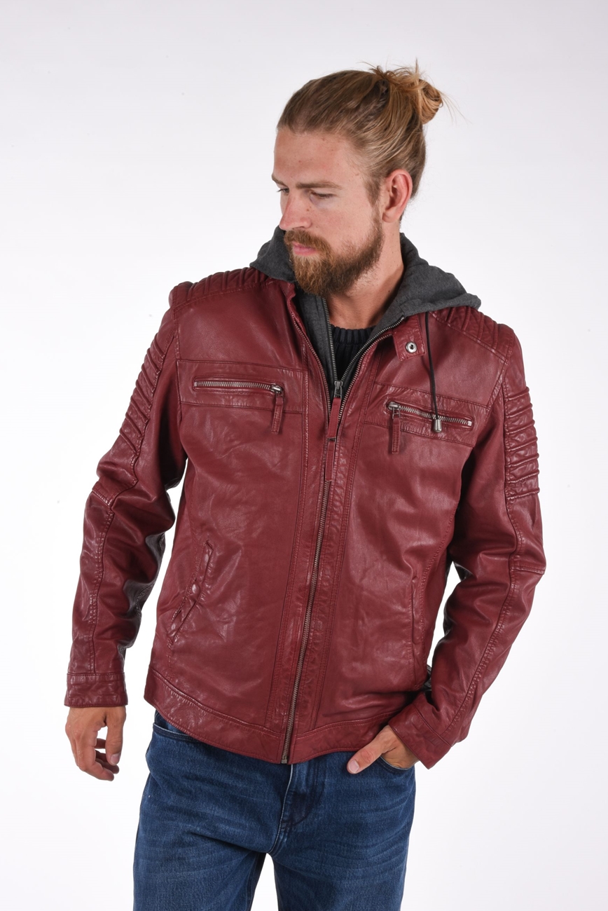 Leather Jacket Goatleather hood