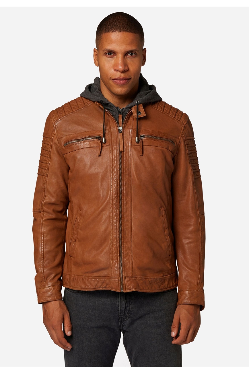 Leather Jacket Goatleather hood