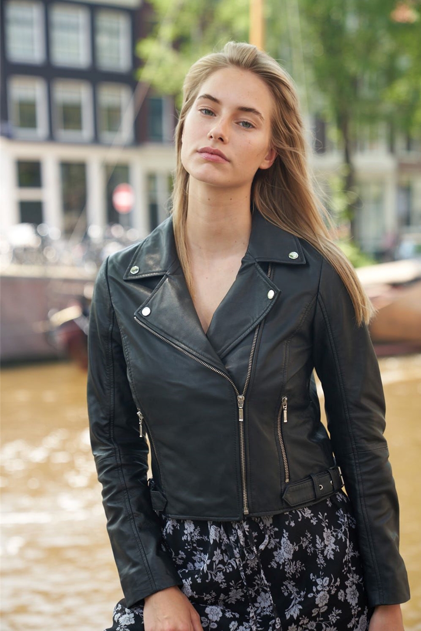 Zoe Lamb Leather Jacket Cropped
