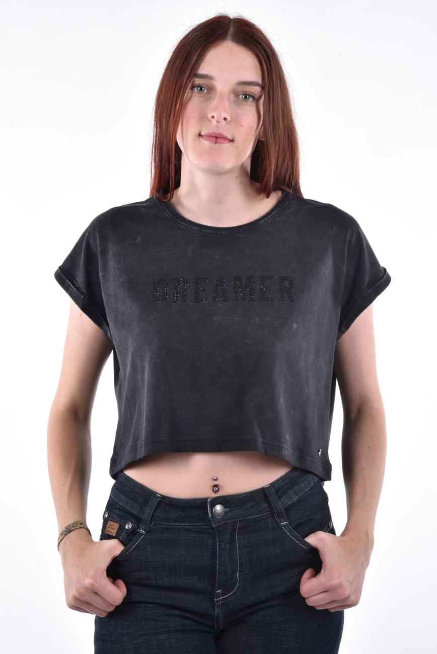 Tmili T-Shirt cropped w.sequins
